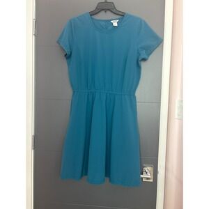 Duluth Trading Co Relaxed Fit Knit‎ Dress Teal Blue Size M Pockets